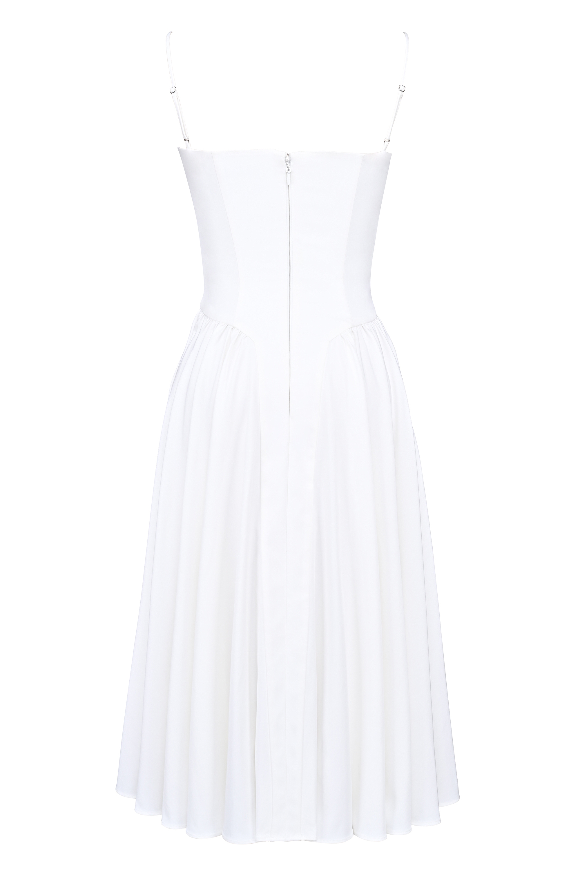 Samaria-White Corset Midi Dress