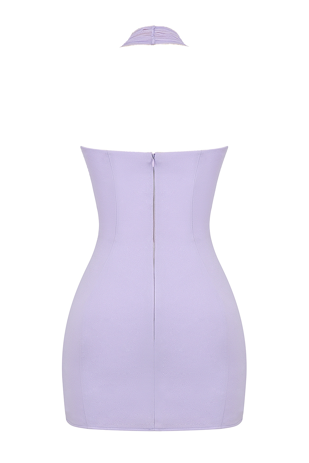 Alyssa-Orchid Crepe Plunge Mini Dress