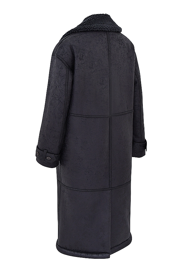 Deiji-Grey Vegan Shearling Coat