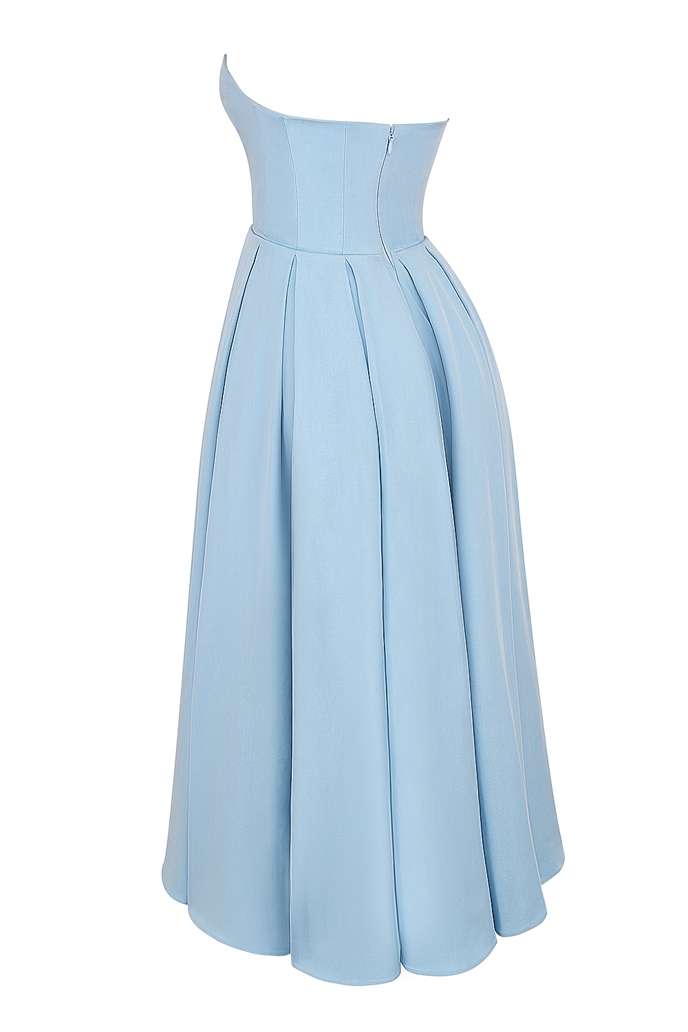 Audrey-Tuscan Blue Strapless Midi Sundress