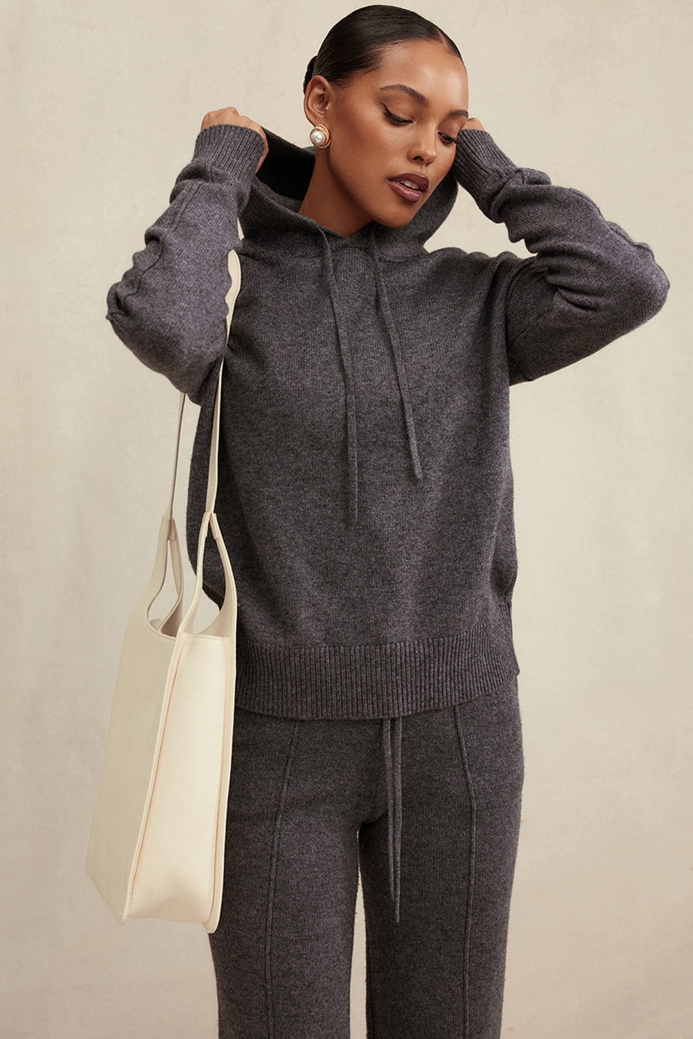 Jionni-Charcoal Cashmere Blend Hoodie - SALE