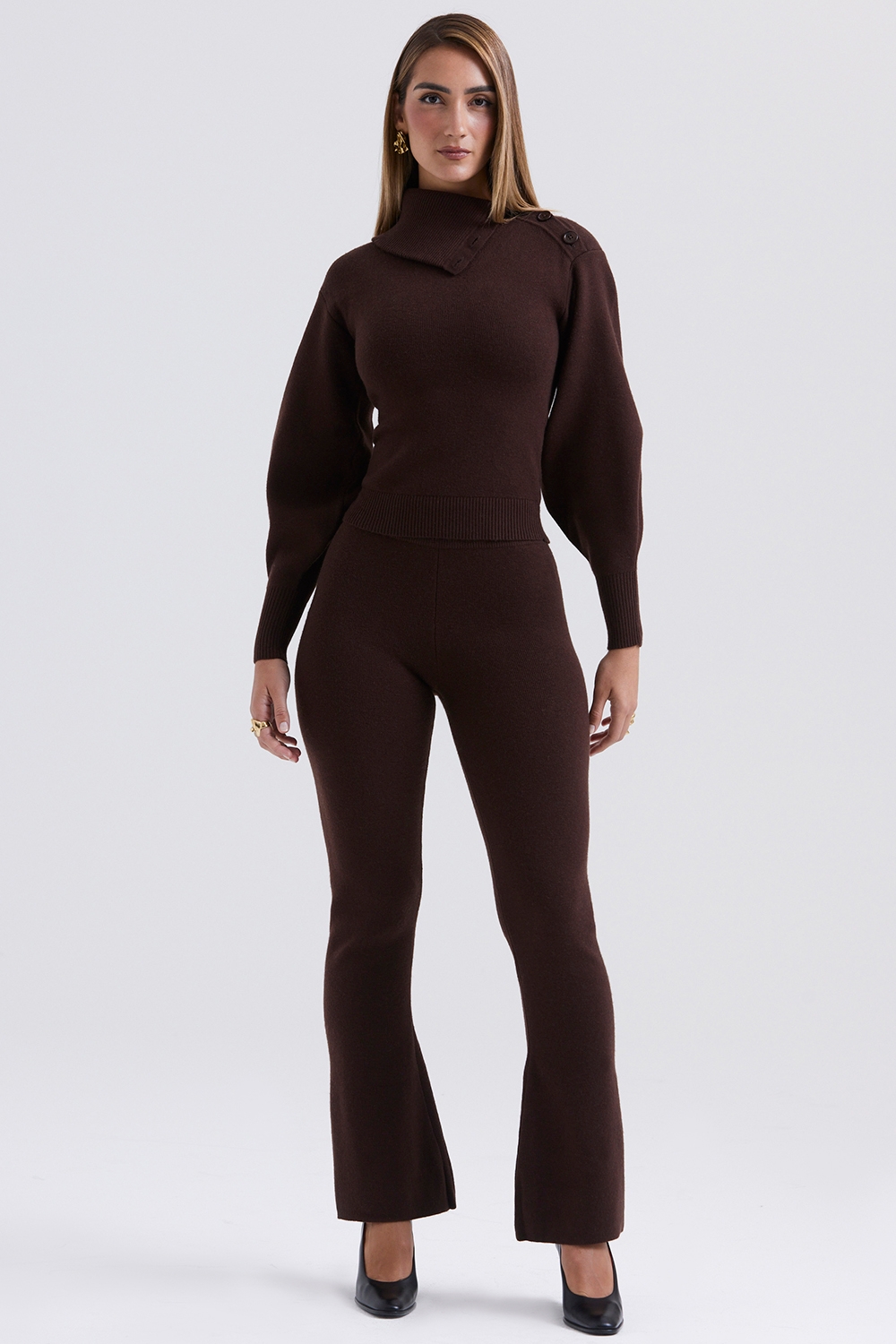 Nereida-Chocolate Cashmere Blend Trousers - SALE
