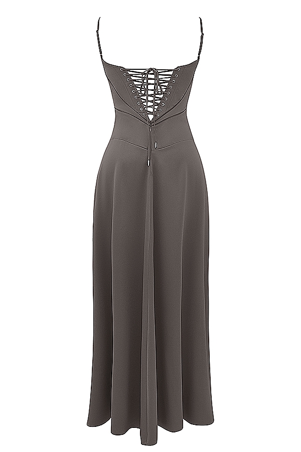 Anabella-Smoke Lace Up Maxi Dress