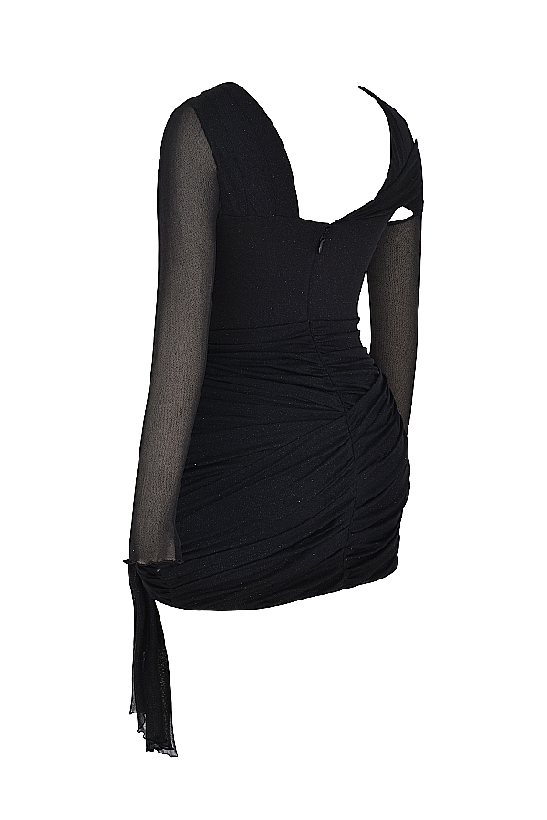 Santa-Black Glitter Cutout Mini Dress