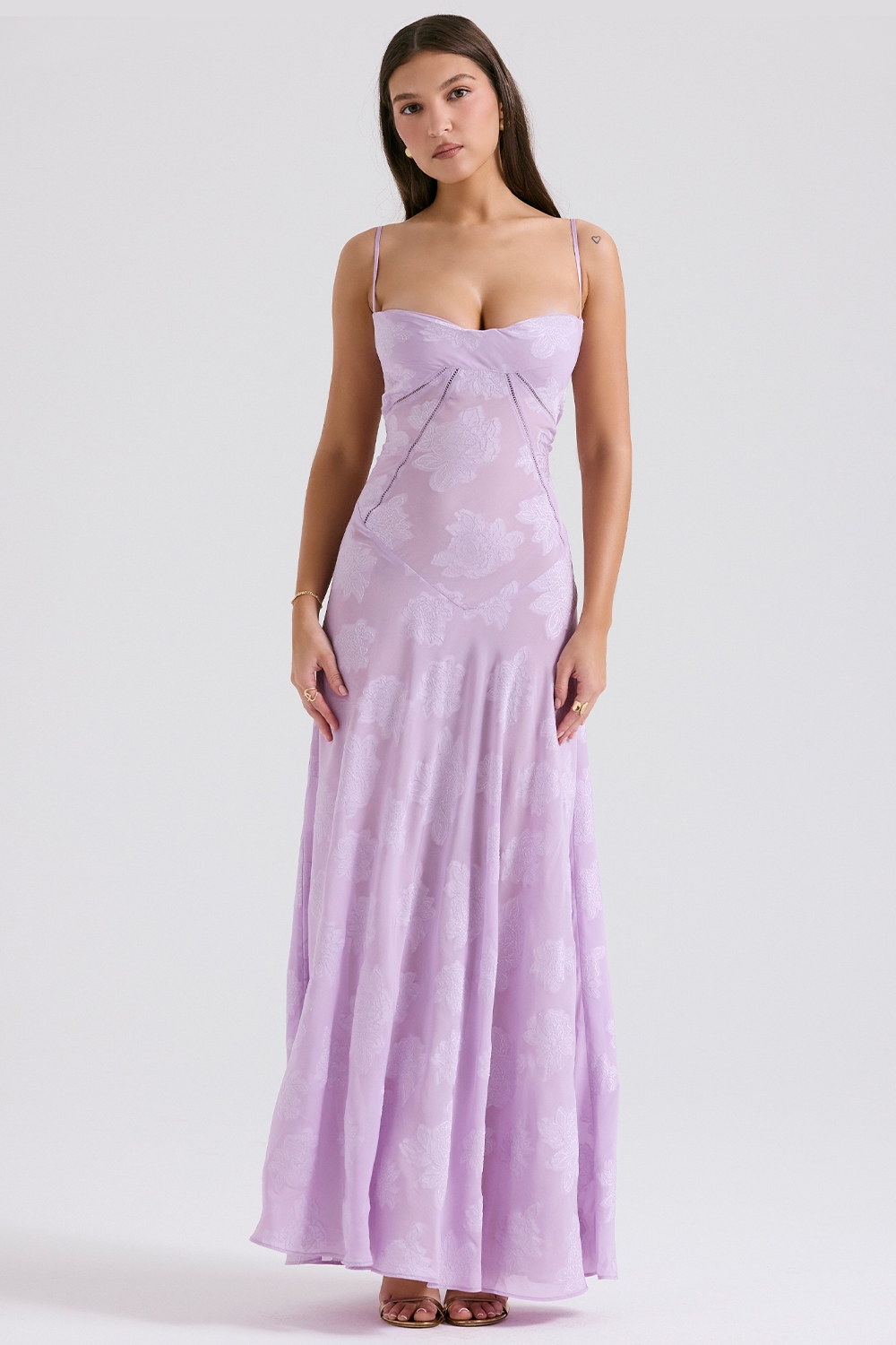 Seren-Orchid Floral Lace Back Maxi Dress