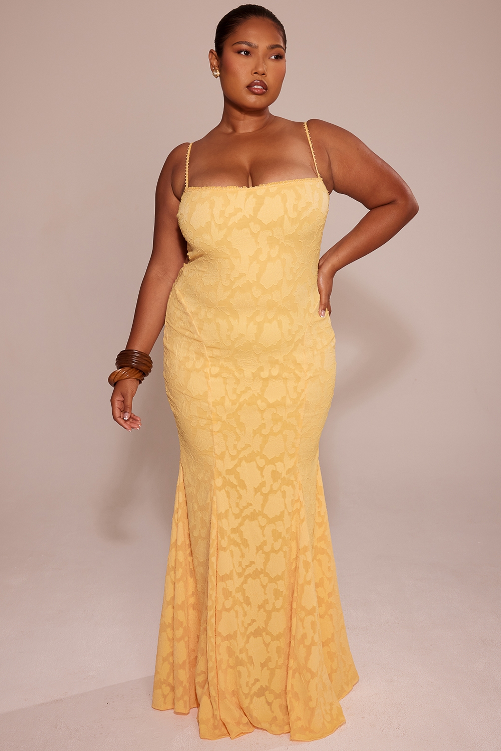 Joan-Apricot Lace Up Back Maxi Dress