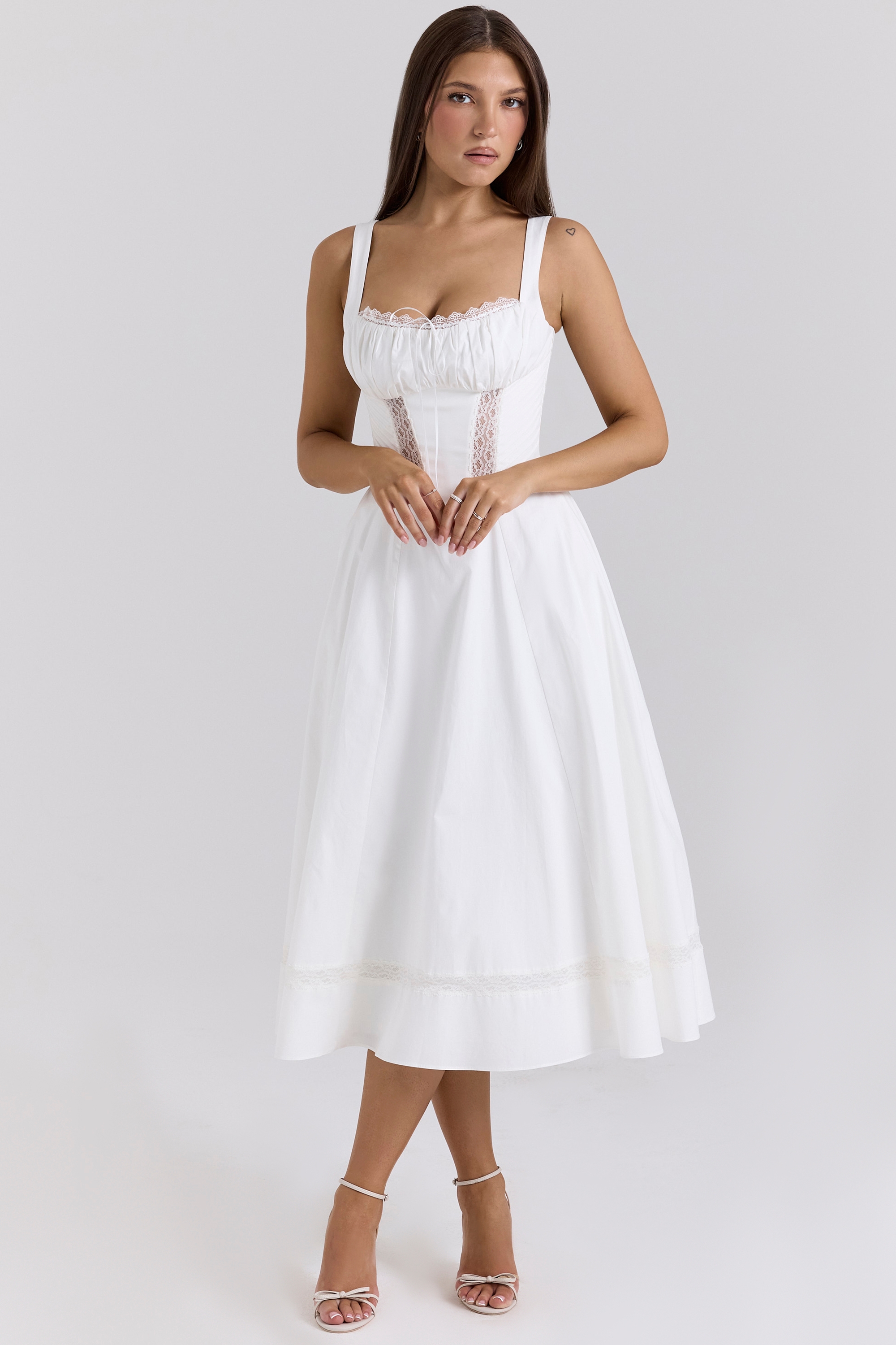 Kim-White Cotton Midi Sundress