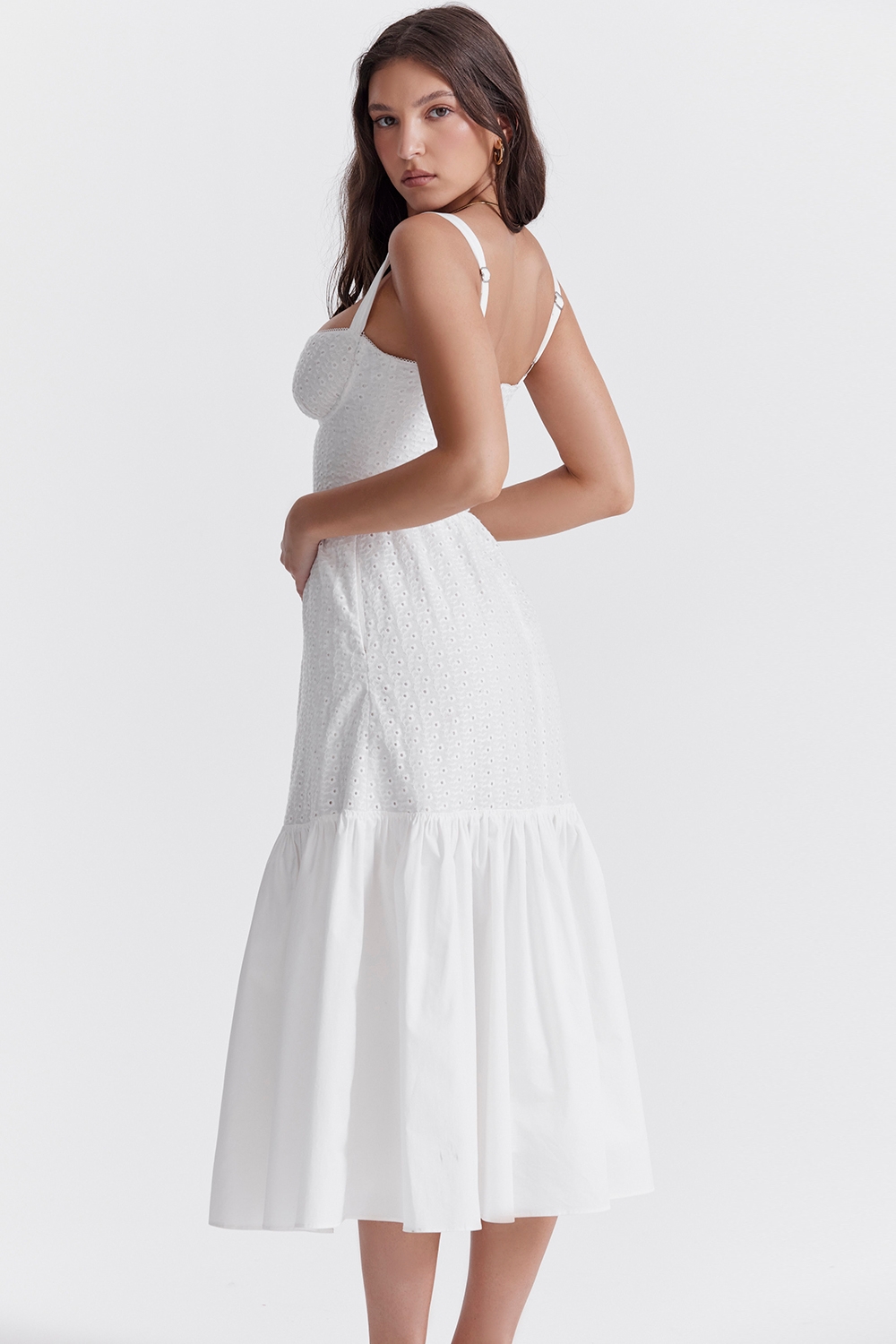 Elia-White Broderie Anglaise Midi Sundress