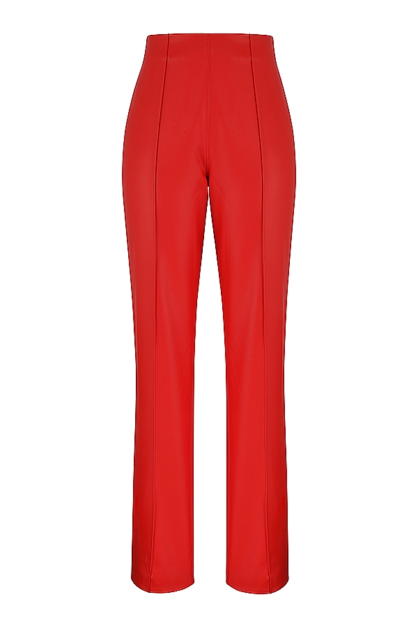 Elenaora-Scarlet Vegan Leather Trousers