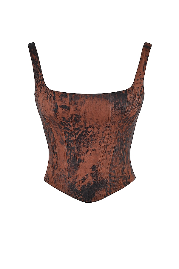 Rafa-Antique Copper Satin Longline Corset