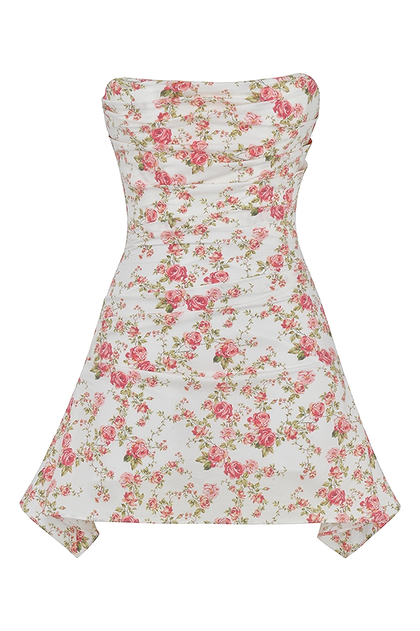 Jasmine-Rose Print Draped Corset Dress