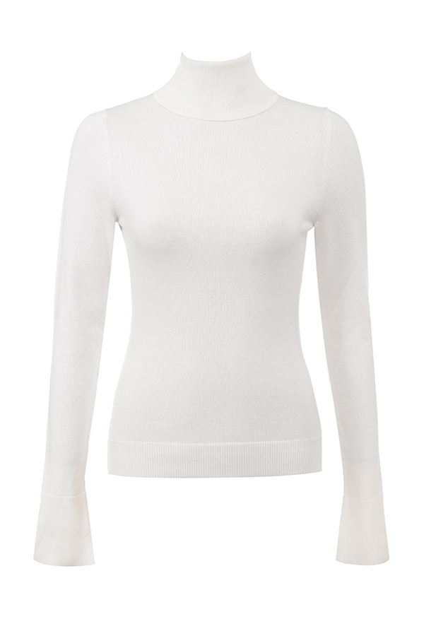 Hazel-Ivory Cashmere Roll Neck Sweater
