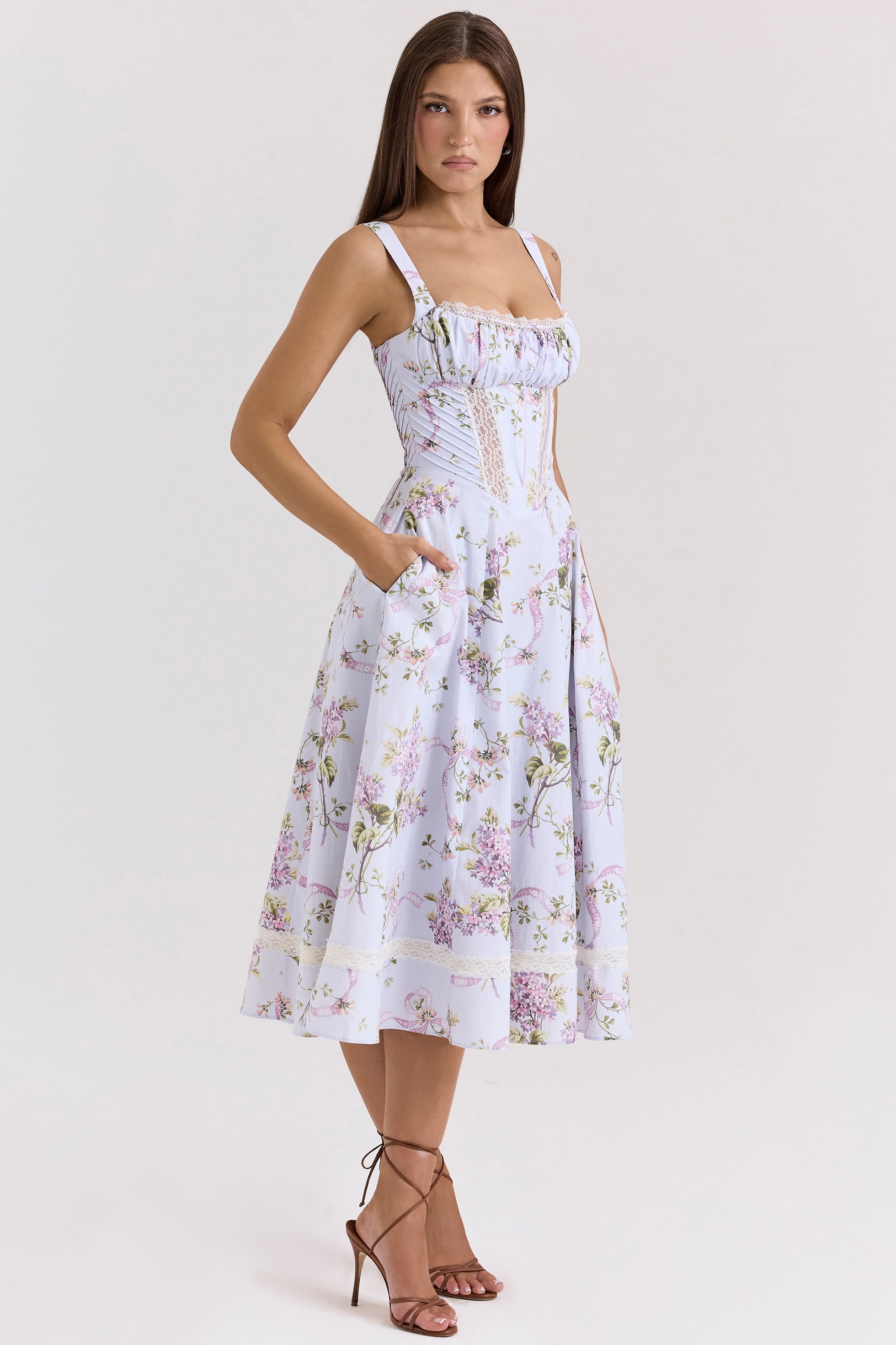 Kim-Lilac Floral Cotton Midi Sundress