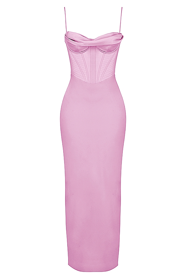 Charmaine-Pink Corset Maxi Dress