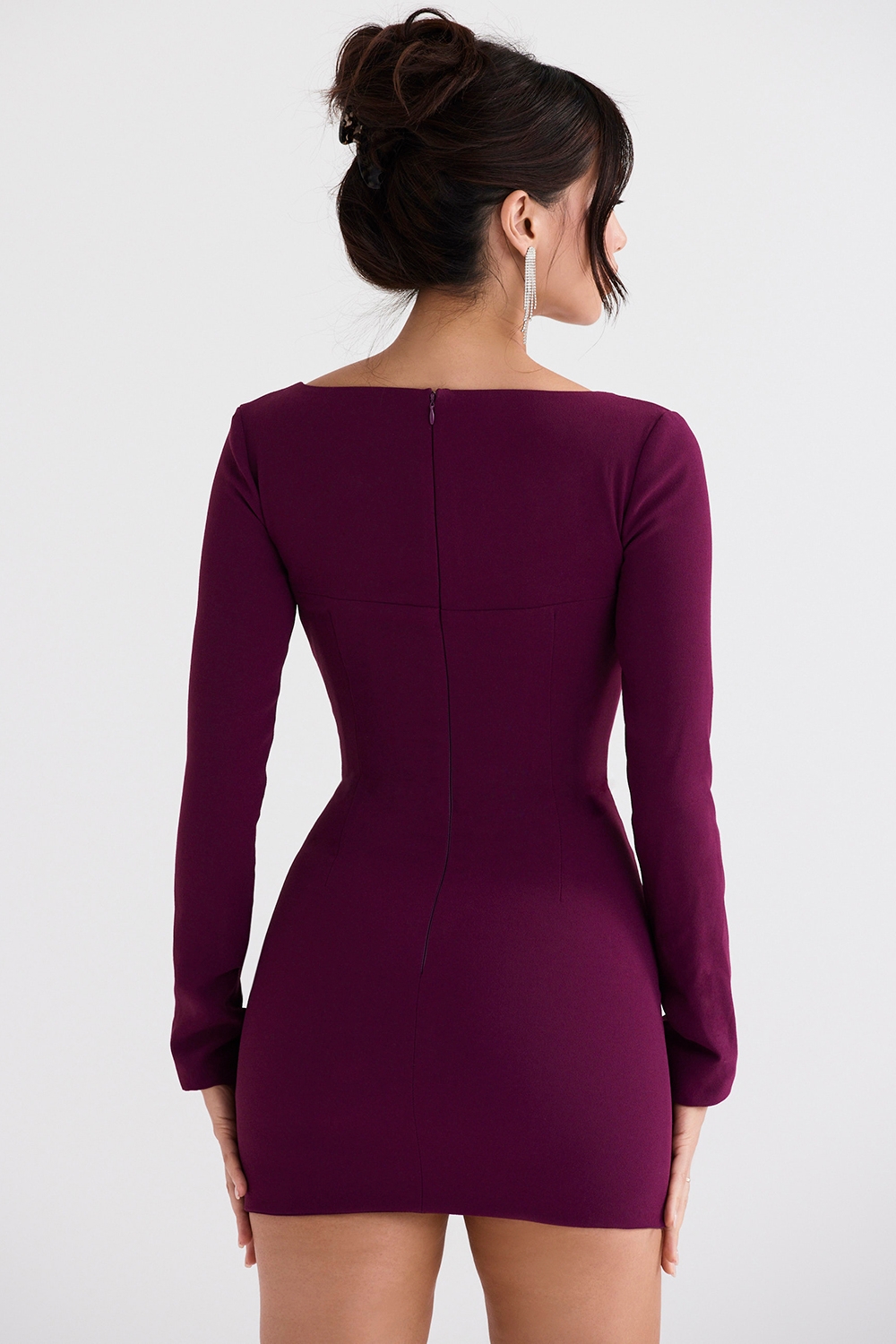 Marcella-Merlot Plunge Corset Dress