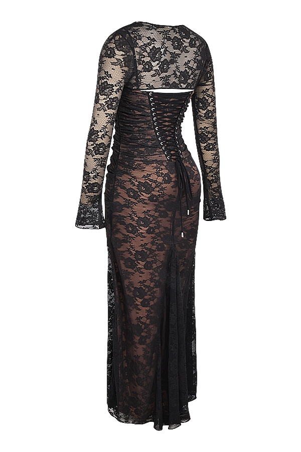 Artemis-Black Lace Maxi Dress