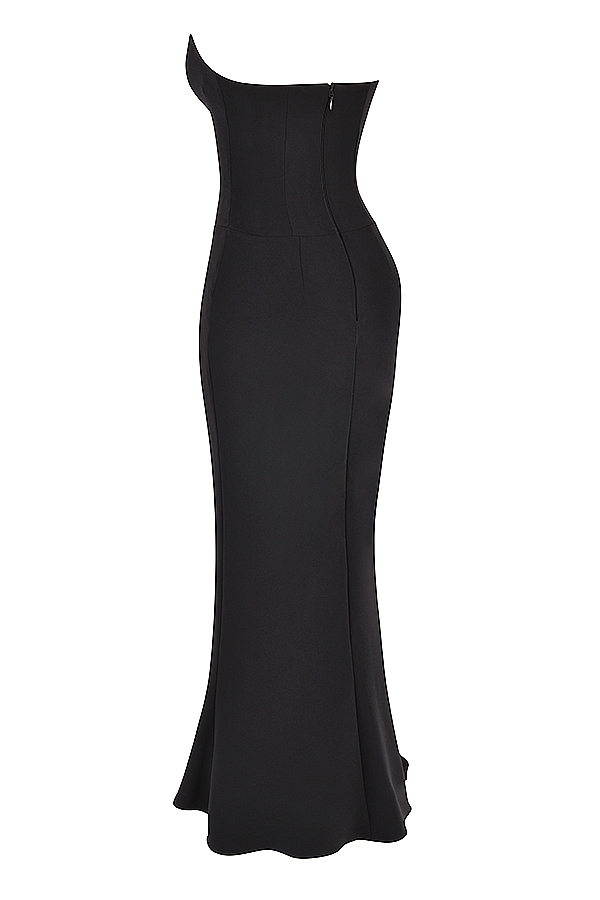 Sabine-Black Crepe Strapless Corset Dress