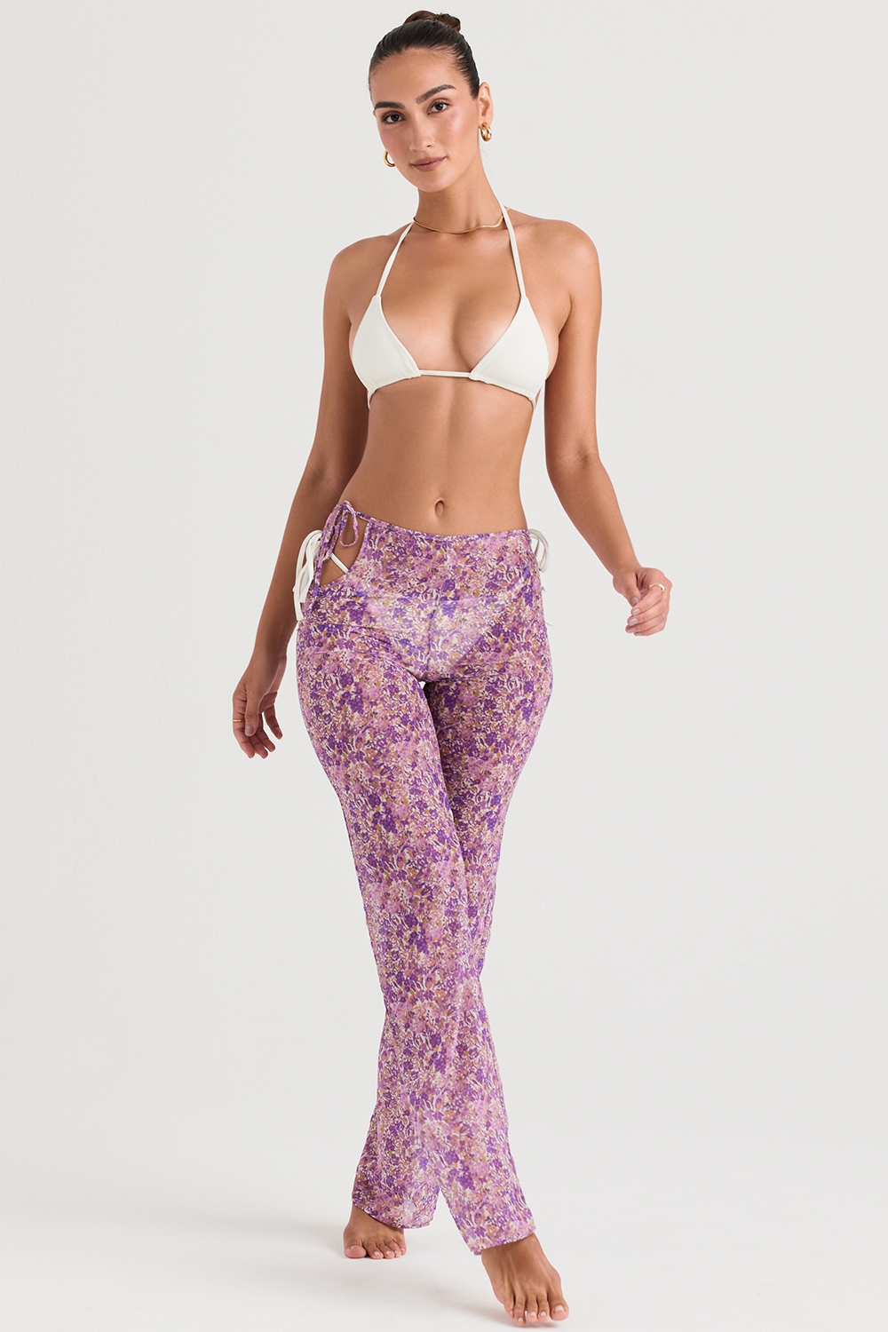Keala-Violet Floral Cutout Trousers