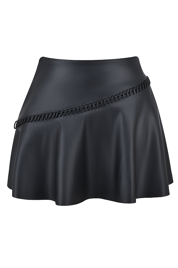 Nova-Black Vegan Leather Mini Skirt