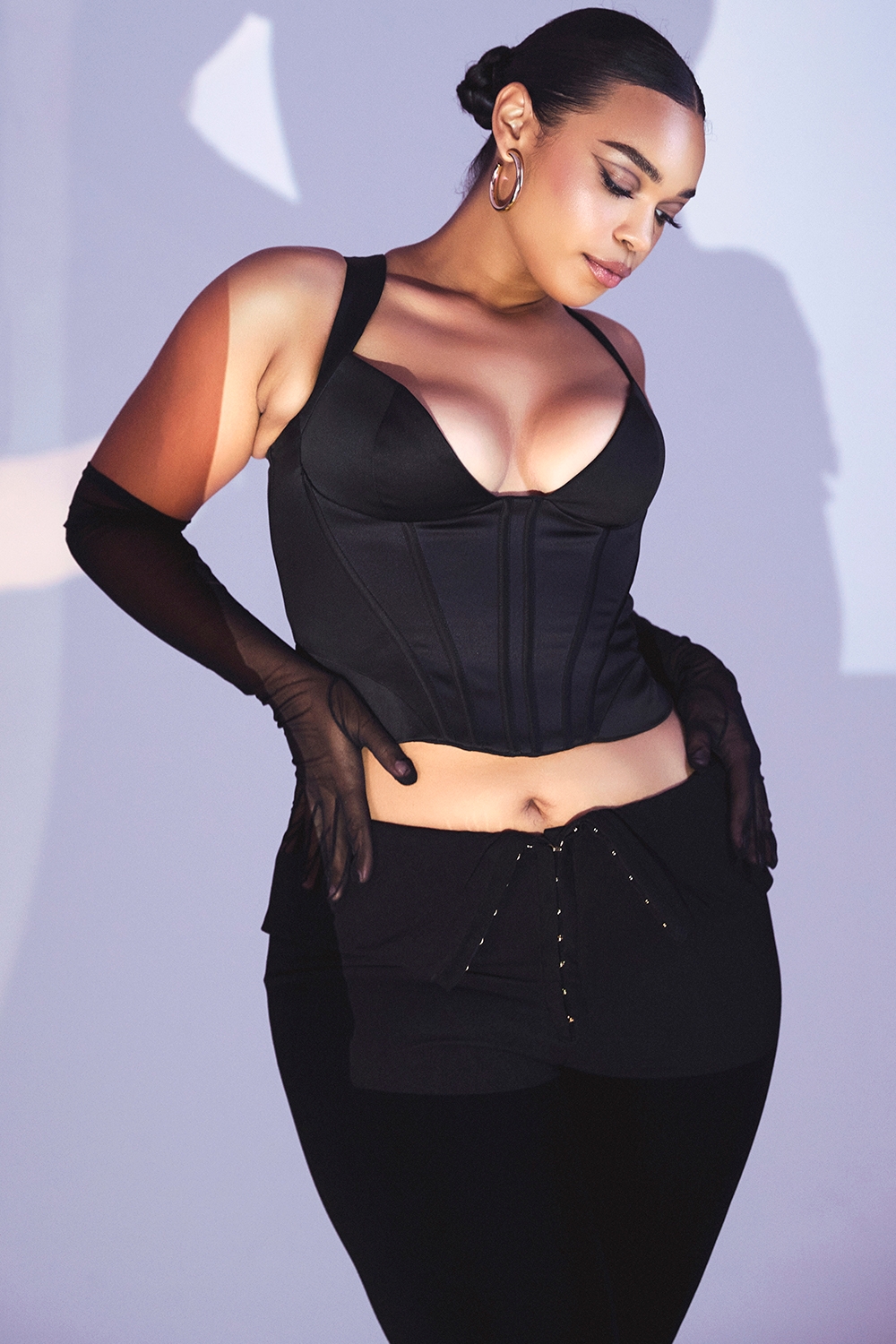 Ava-Black Fold Front Trousers