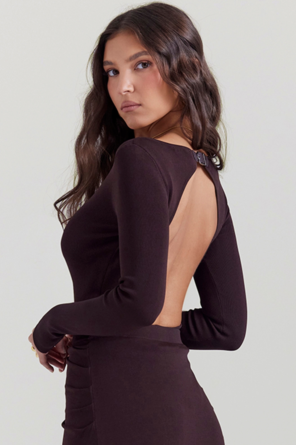 Inoe-Espresso Open Back Bodysuit - SALE