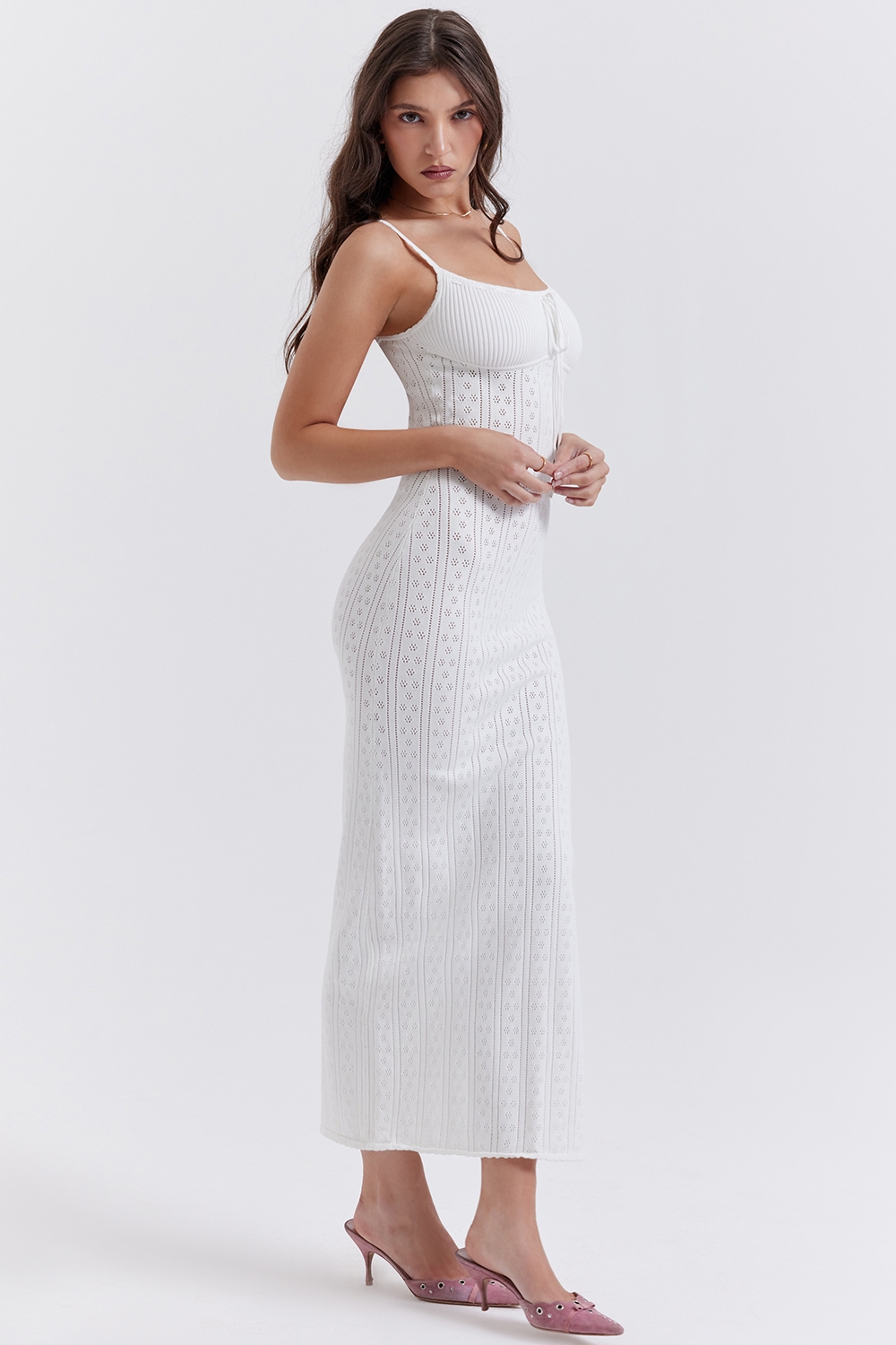 Myla-White Knit Maxi Dress