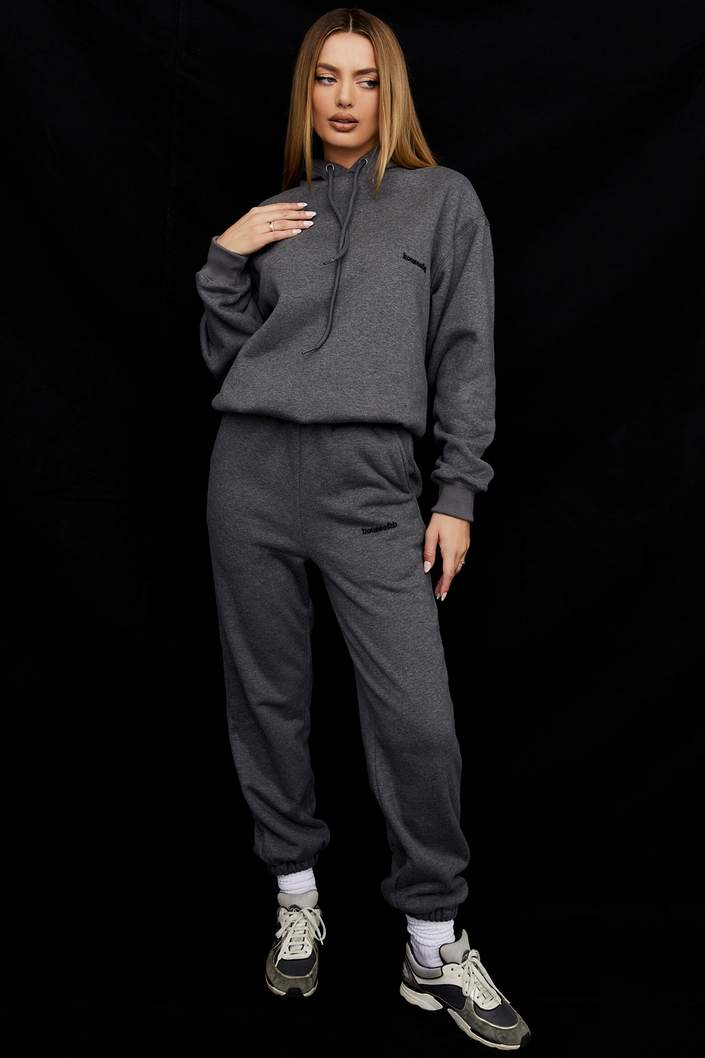 Sky-Dark Grey Fleece Back Jogging Trousers