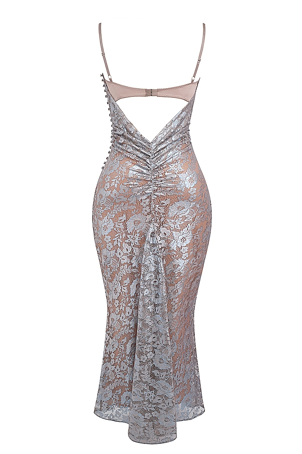 Azzurra-Ice Blue Lace Godet Gown