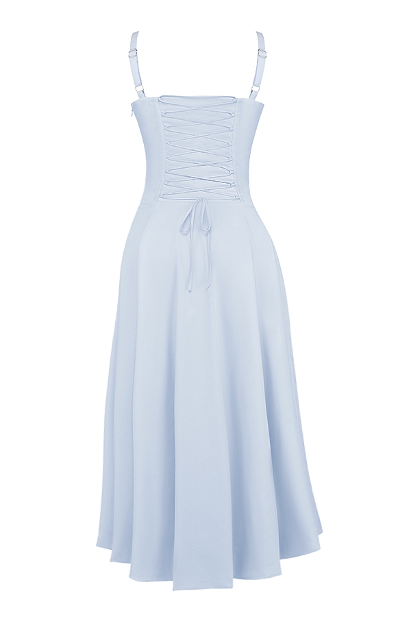 Carmen-Soft Blue Cotton Bustier Sundress