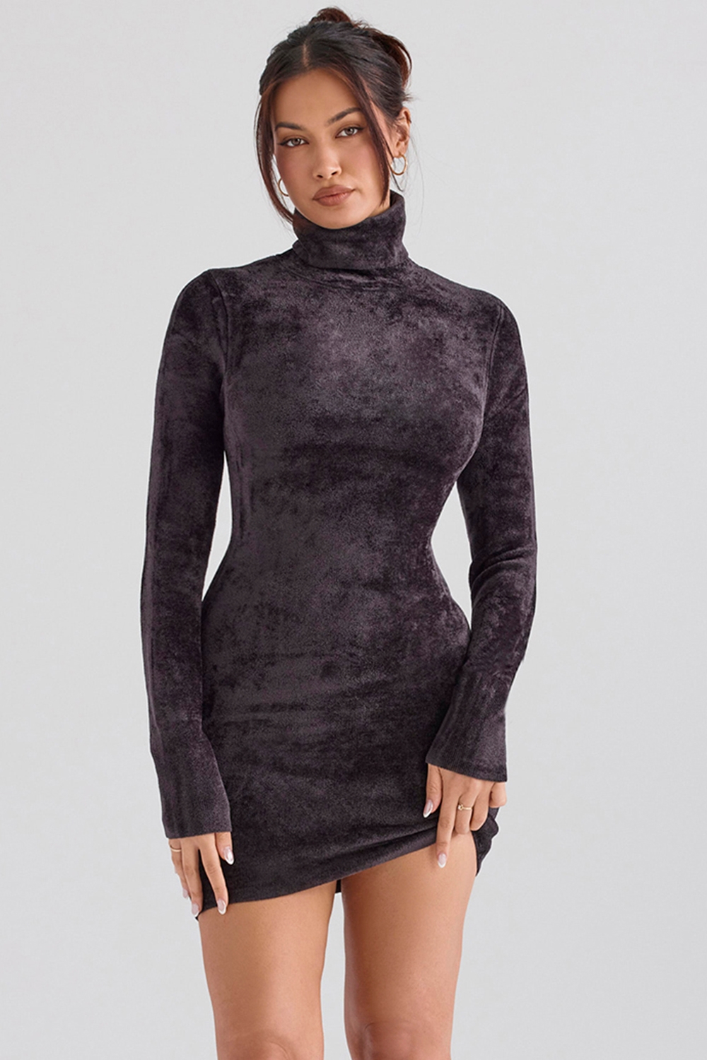 Taya-Charcoal Chenille Mini Dress - SALE