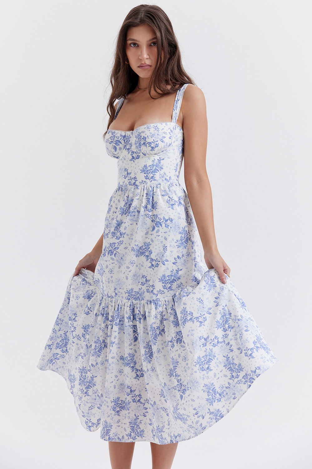 Elia-Blue Print Midi Sundress