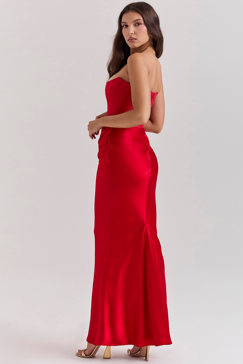 Persephone-Scarlet Strapless Corset Maxi Dress