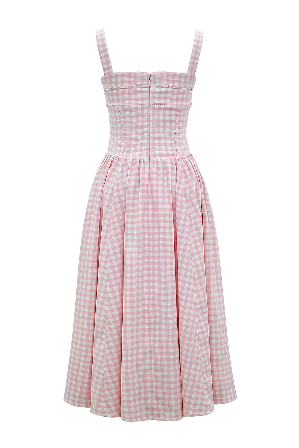 Vivien-Strawberry Shortcake Gingham Midi Sundress