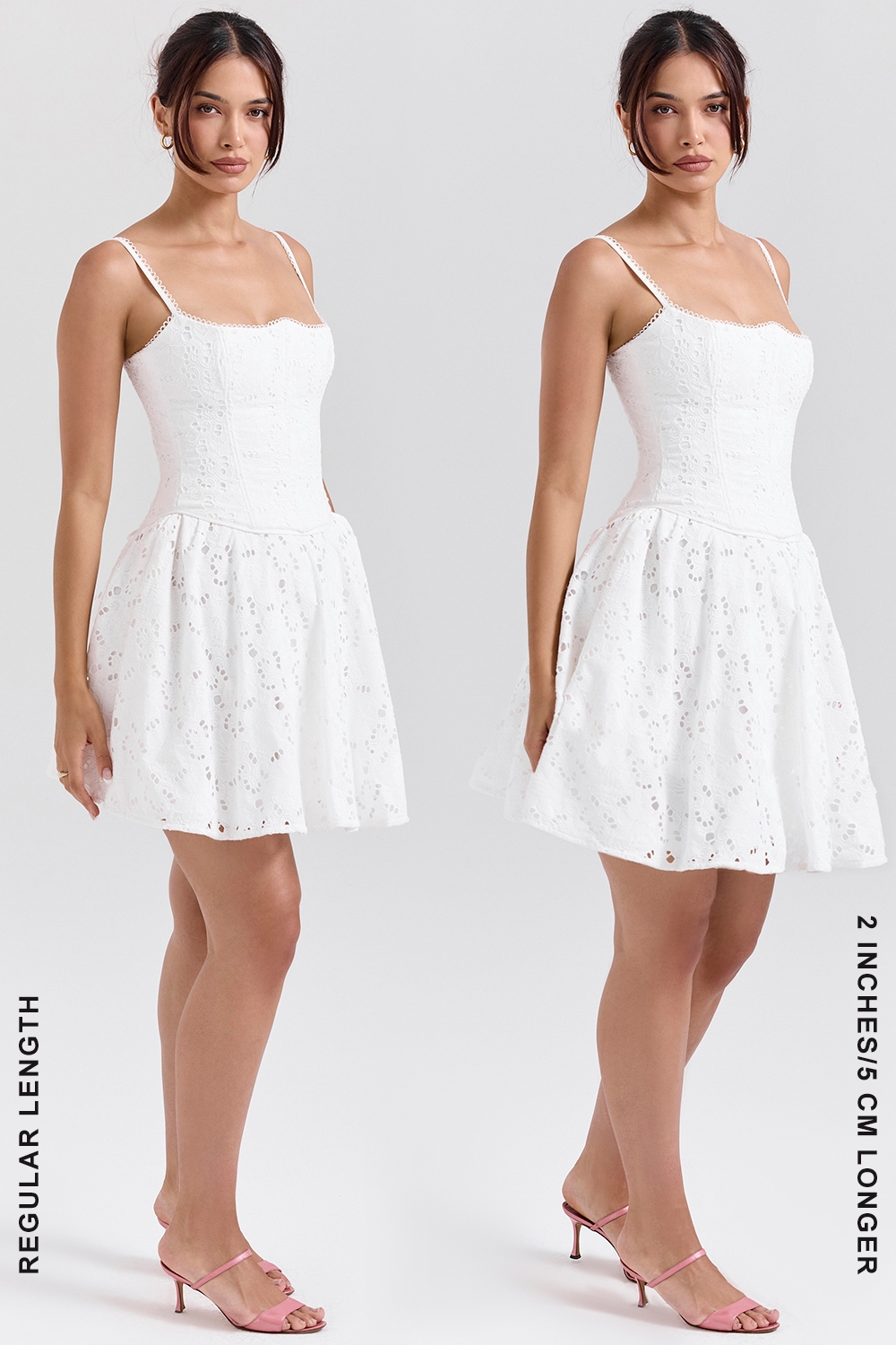 Elara-White Broderie Anglais Mini Dress