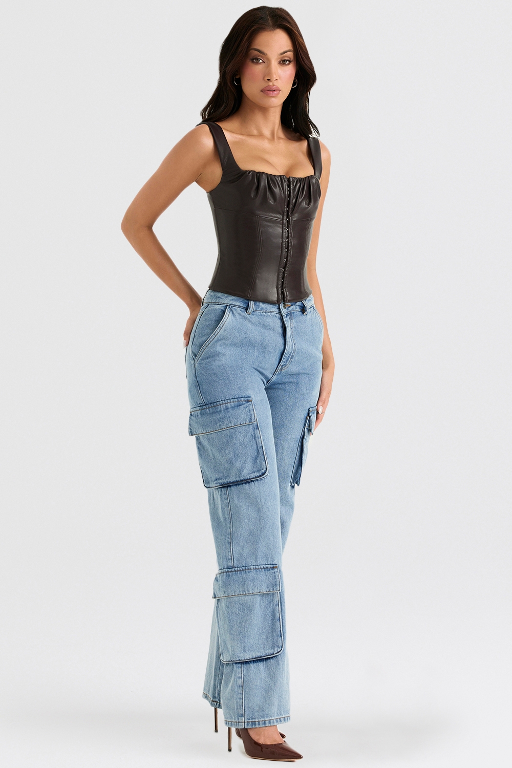 Ria-Blue Washed Utility Jeans