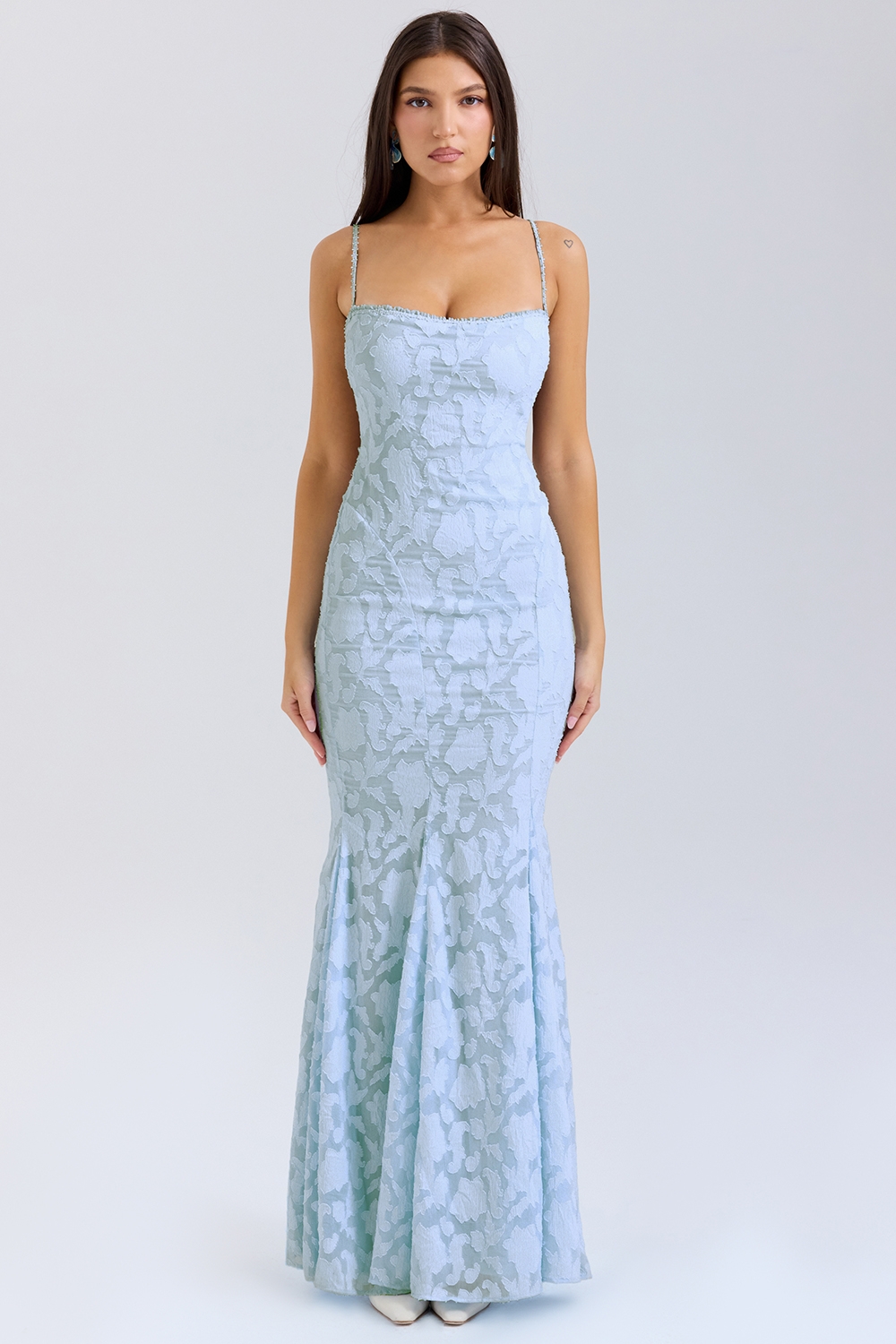 Joan-Bluebell Lace Up Back Maxi Dress