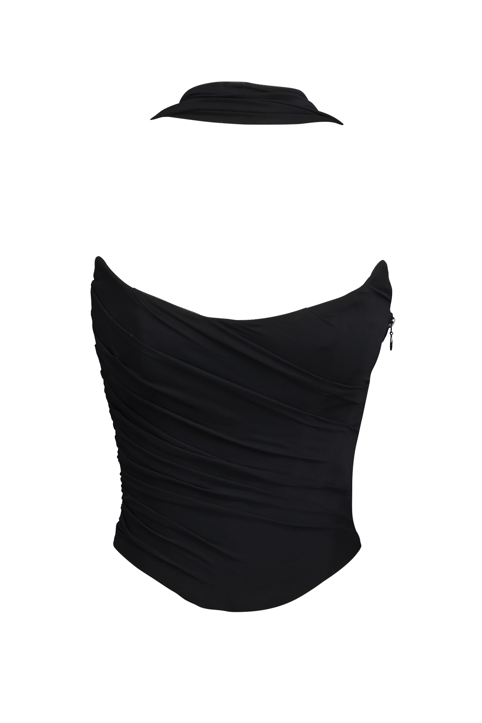 Hallie-Black Strapless Corset with Neck Scarf