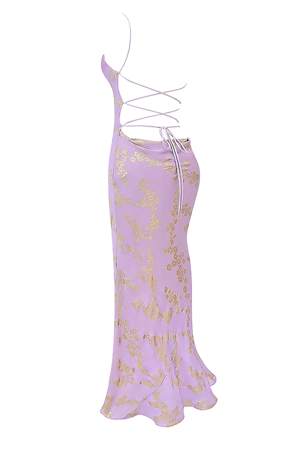 Capriana-Orchid Jacquard Satin Gown