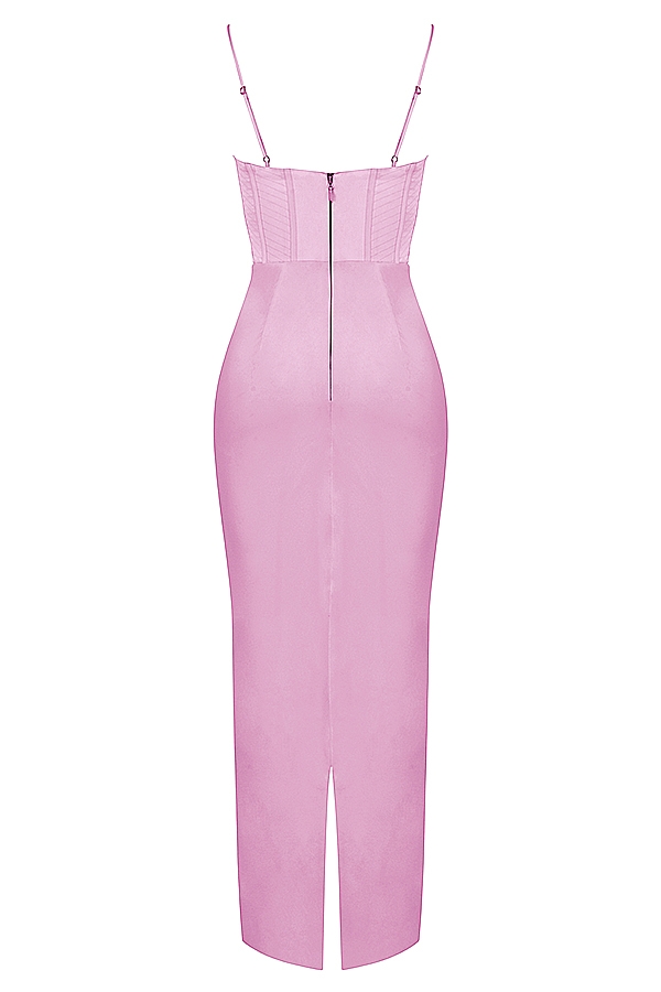Charmaine-Pink Corset Maxi Dress