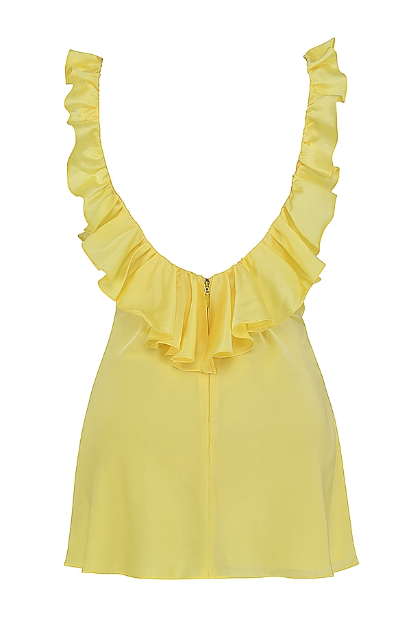 Tink-Buttercup Satin Ruffle Mini Dress