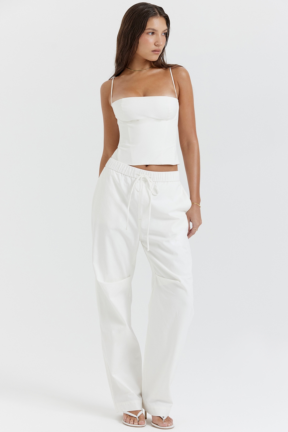 Luna-White Cargo Trousers