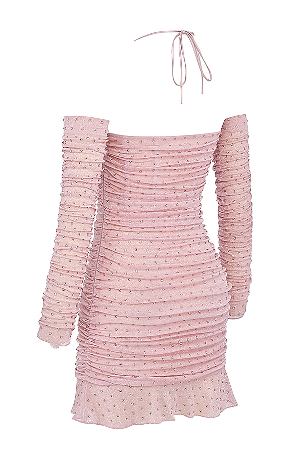 Estella-Soft Pink Crystallised Dress