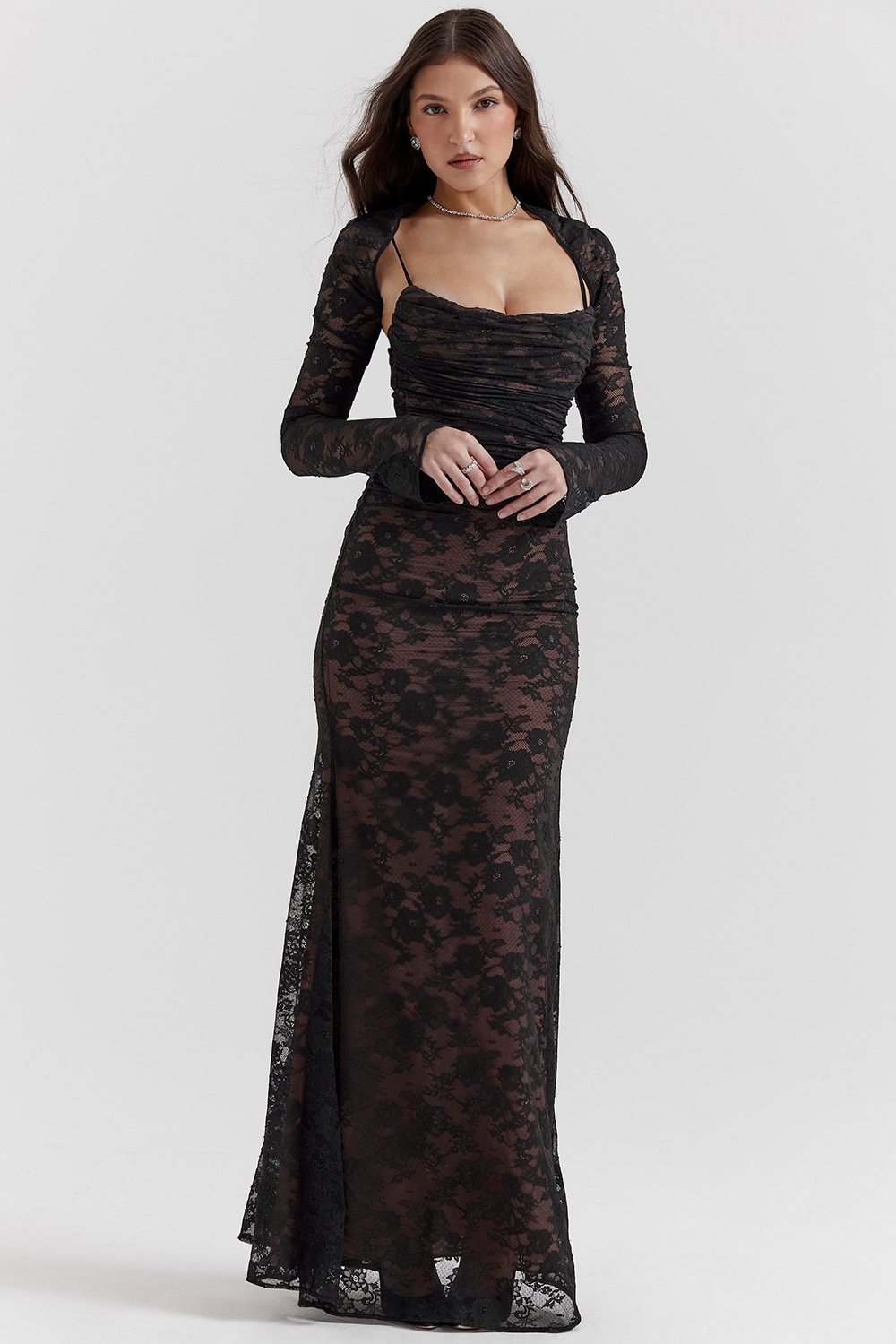 Artemis-Black Lace Maxi Dress