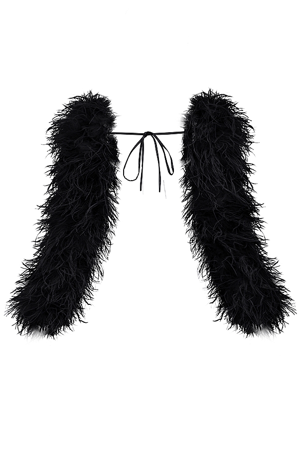 Ash-Black Marabou Sleeve Jacket