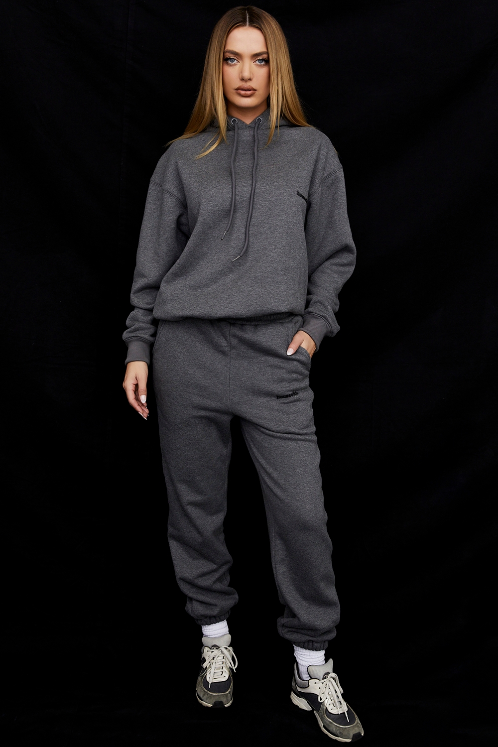 Sky-Dark Grey Fleece Back Jogging Trousers