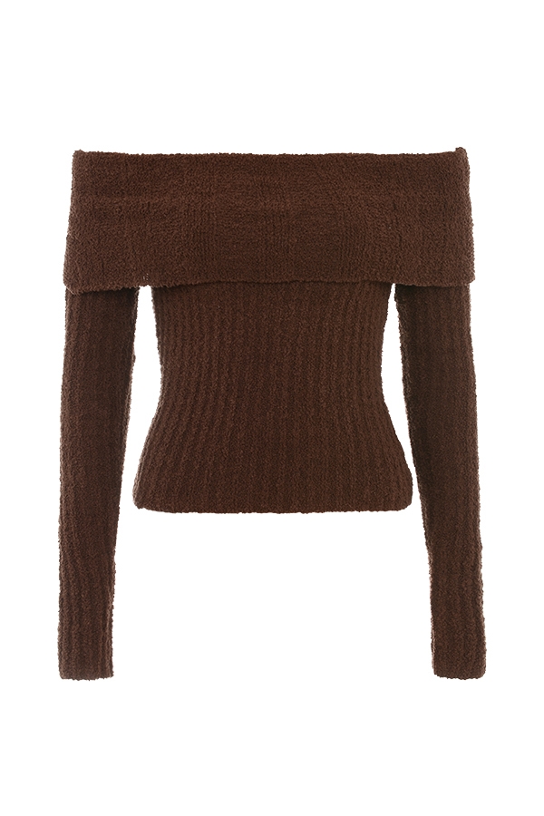 Saffron-Chocolate Soft Boucle Knit Top - SALE