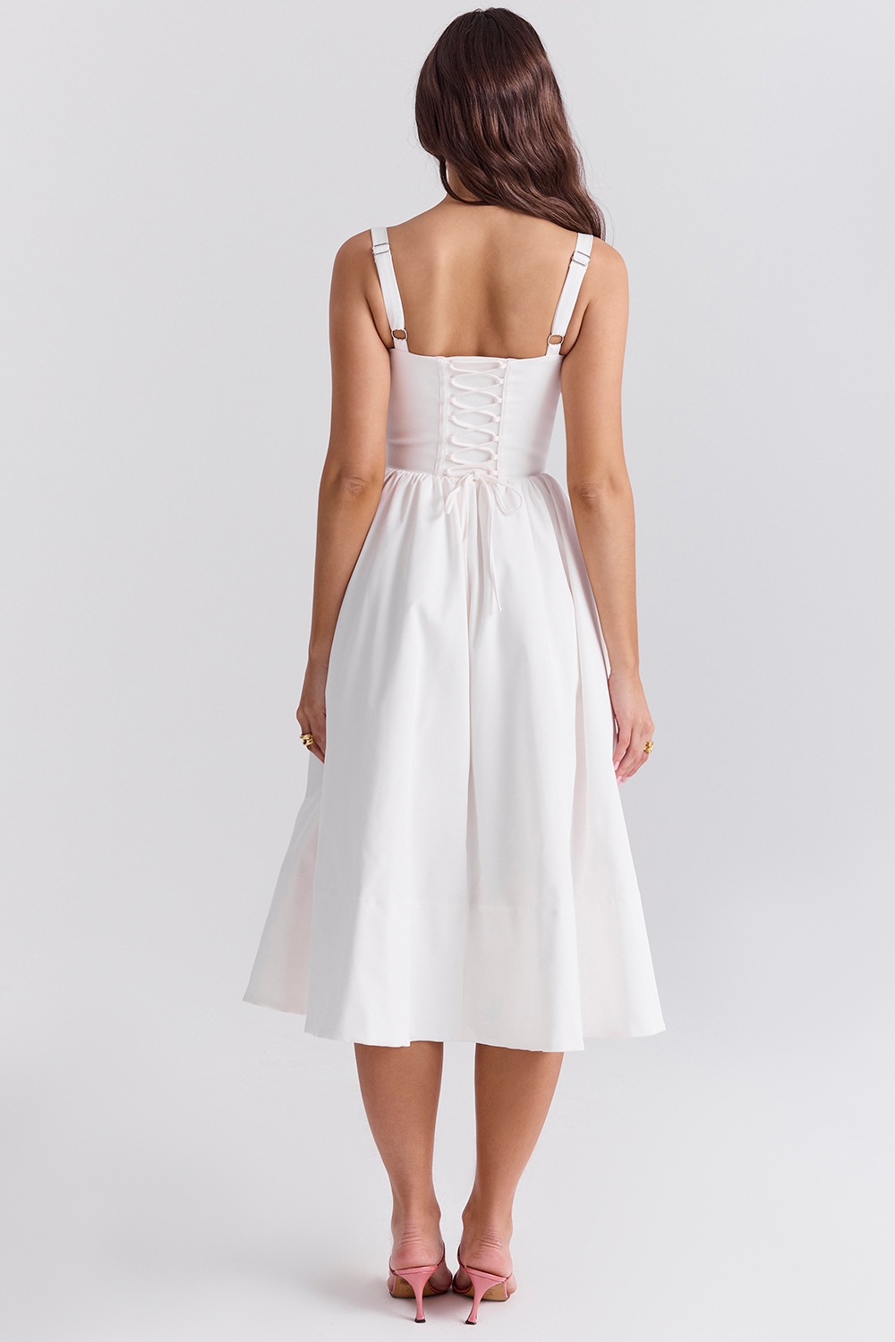 Kelly-White Corset Midi Sundress