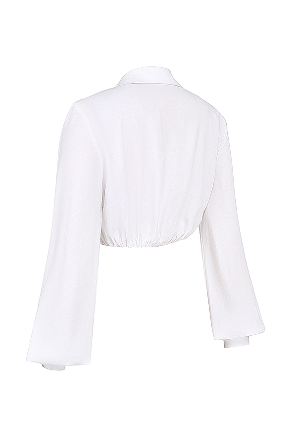 Palmer-White Plunge Blouson Top