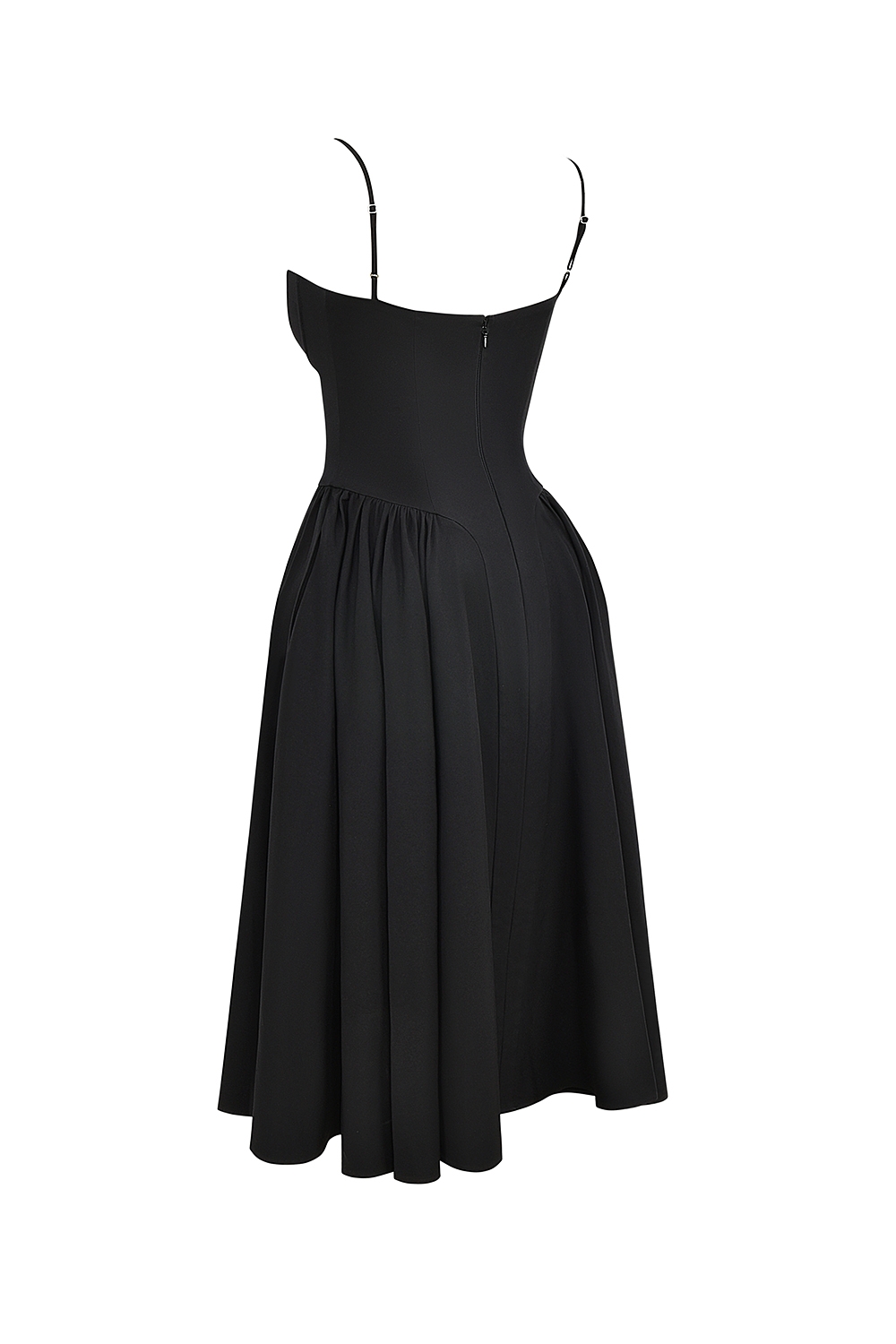 Samaria-Black Corset Midi Dress