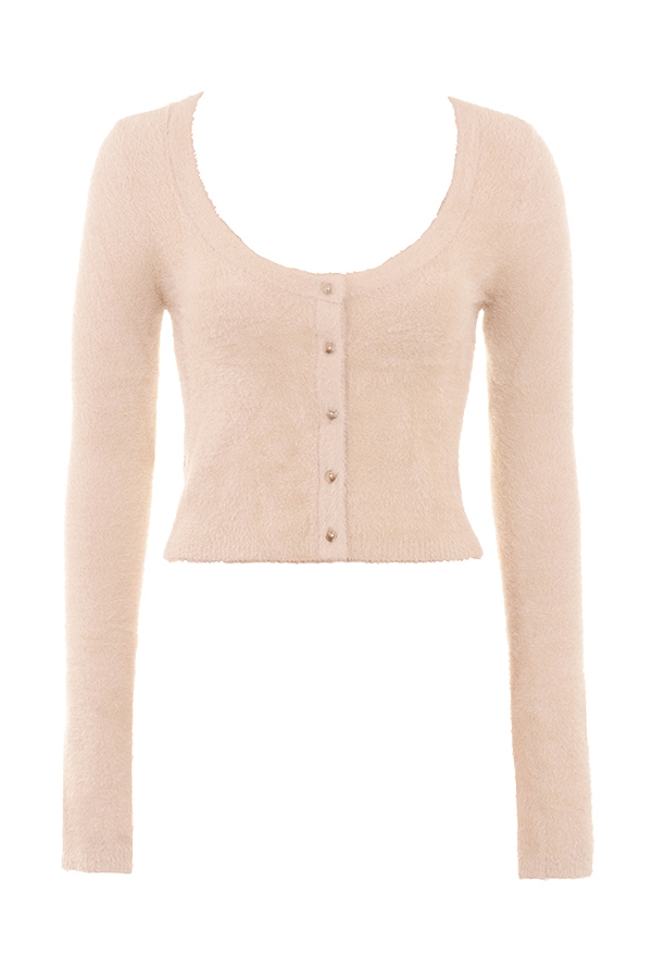 Gene-Beige Soft Fluffy Knit Cardigan - SALE